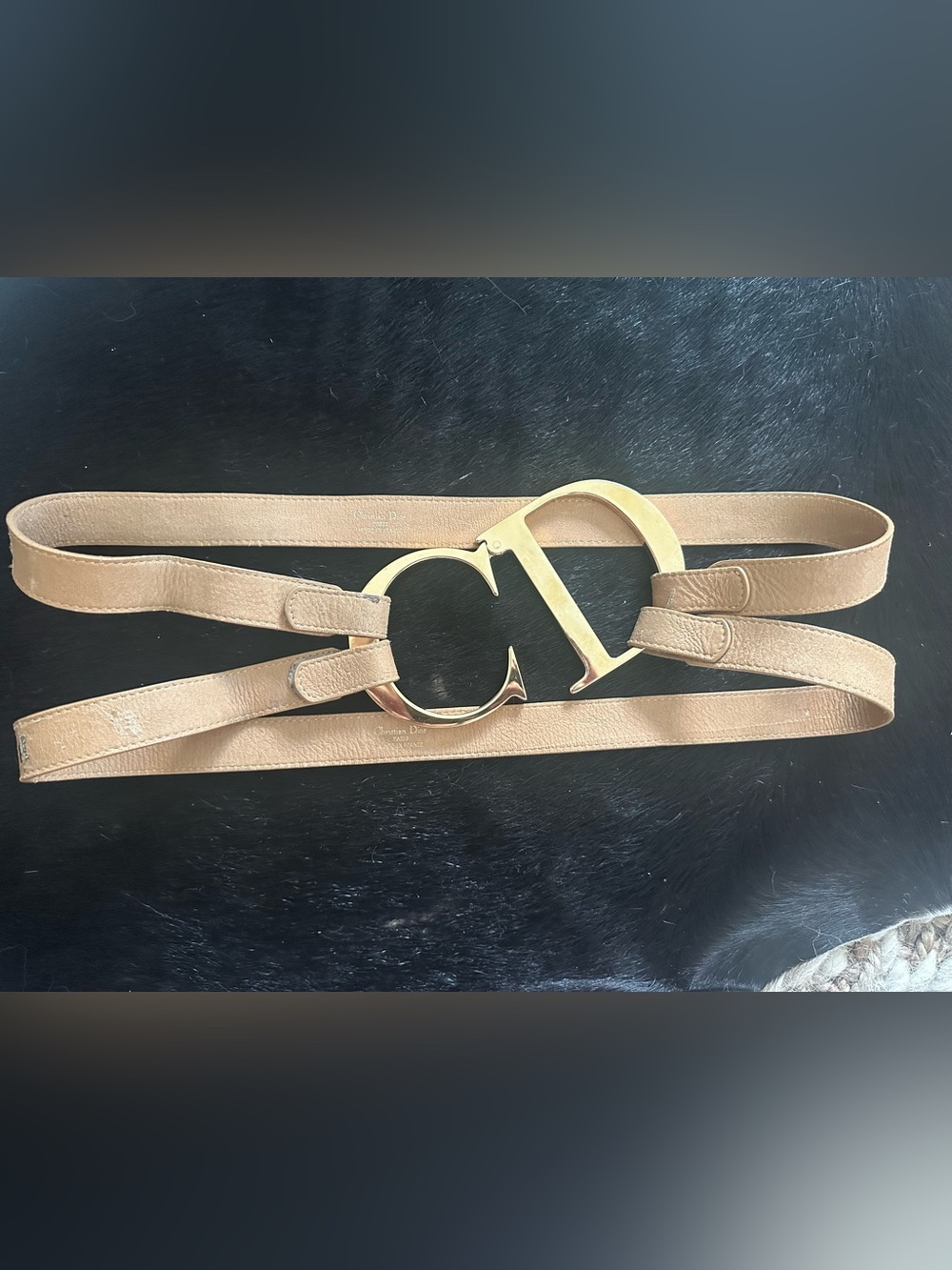 Vintage Christian Dior by John Galliano Oversized CD Logo Double-Strap Belt